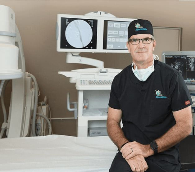 ivus-iliac-compression-2 Seen here, Dr. Joseph Magnant, is an expert at using compression therapy for many leg vein issues.